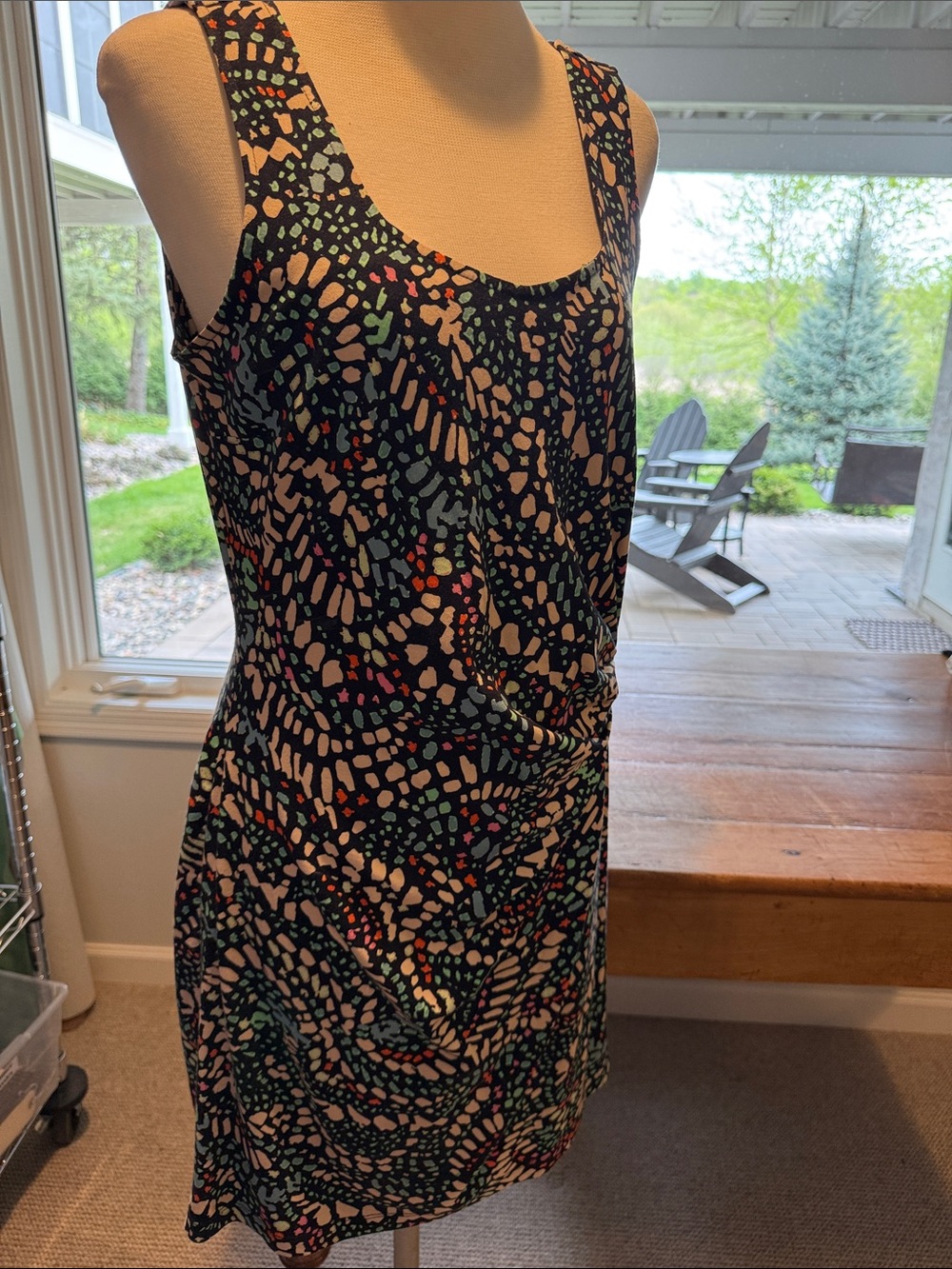 NIC+ZOE Black Sleeveless Mini Dress with Multicolor Abstract Spots